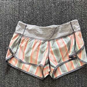 Lululemon Athletica Striped Gray and Pink Athletic Shorts